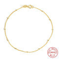 wholesale S925 Sterling Silver, Gold Bead, Versatile Layering Bracelet, INS Style, Minimalist Design, High-End Accessory-0-5