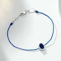 S925 Sterling Silver Cultured Ruby Rope Bracelet with Full Diamond-Cut Oval Gem-Blue Spinel - SL117  925 Silver
