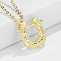 wholesale S925 Sterling Silver Women's Versatile High-End Niche Horseshoe Series Pendant Necklace, Drop Shipping Available-14K gold 925 silver