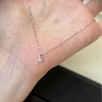 wholesale 925 Sterling Silver Mini Lock Pendant Fully Set with Zircon Necklace, Small and Minimalist, Versatile for Layering, Exquisite and Dainty Women's Jewelry-Platinum 925 silver