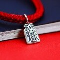 wholesale Metal material: 925 sterling silver retro matte small pendant peace amulet red rope braided bracelet pendant DIY bracelet accessory wholesale-0-1