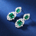 wholesale S925 Sterling Silver Heavy Industry Style Synthetic Cultured Emerald Stud Earrings for Women, Hot Selling in Cross-Border Live Streaming-0-3