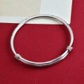 wholesale Matte 9999 Sterling Silver Star Moon Bangle Bracelet, Minimalist Push-Pull Cuff with a Niche Luxury Feel-0-3