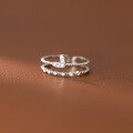 wholesale S925 silver with diamond double-layer heart ring, Korean-style geometric personality and elegance women's jewelry R00296-0-3