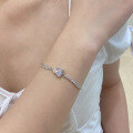 wholesale S925 Sterling Silver Cross-Border Ins Bracelet for Women, Small Niche Luxury with 8A Ice Powder, Tennis Zircon, and Heart-Shaped Design-0-3