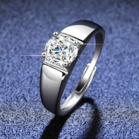 Sterling Silver Moissanite Ring, Classic Minimalist Men's Wedding Jewelry-1 carat (empty)  21 yards