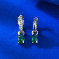 wholesale S925 silver new small design red blue green gemstone earrings 4*6 oval exquisite earrings-0-7