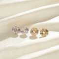 wholesale S925 Sterling Silver European and American Super Sparkly Round Colored Fine Silver Full Zirconia Stud Earrings-0-3