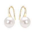 S925 Silver Freshwater Pearl Spoon Design French Luxury Ear Hooks, Simple and Elegant-0-3