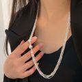 wholesale S925 Sterling Silver Heavy Work Multi-layer Bead Necklace for Women, New Style Korean Minimalist Small Trendy High-end Sense Sweater Chain-0-2