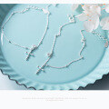 wholesale Sterling Silver S925 Women's Korean Style Fashion Diamond-Encrusted Cross Pendant Chain Bracelet, Elegant and Personalized Petite Hand Accessory S2604-0-2