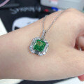 wholesale S925 Sterling Silver Small Fresh Apple Green Ice-Cut Necklace for Women with Colored Gemstone Pendant, Direct Factory Supply-0-4
