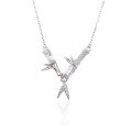 wholesale S925 Sterling Silver Bamboo-Inspired Diamond Accent Necklace, Fashionable and Minimalist Luxury Niche Design Collarbone Chain for Girlfriend-0-4