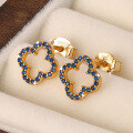 wholesale 925 Silver Hollowed Out Four-Leaf Clover Pure Silver Stud Earrings for Women, Small and Exquisite, Luxurious, Advanced, with Inlaid Zirconia, Ins Style-0-2