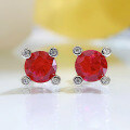wholesale S925 Sterling Silver New 1ct Pigeon Blood Red Ear Studs High Carbon Diamond-0-1
