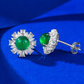 wholesale S925 silver jewelry, new style 60 simulated green chalcedony earrings with luxurious pave setting, a fashionable and classic ear accessory-0-3