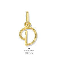 wholesale 925 Sterling Silver Irregular English Letter Pendant Ins Necklace For Women-D-Single Pendant/Gold