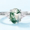 wholesale S925 Sterling Silver NewGreen Moss Ring withAqua Chalcedony Women's Finger Ring for Wish Cross-Border Hot-Sale-0-2