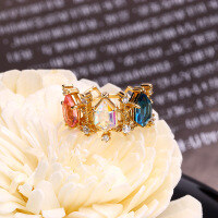 wholesale 925 Sterling Silver Japanese-style Light Luxury Jewelry, Korean Retro Palace Style Aurora Crystal Chandelier Ring Christmas New Arrival-Gorgeous Versailles Crystal Chandelier Ring No. 17