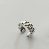 wholesale Sterling silver women's watchband ring retro minimalist style open adjustable index finger fashion statement ring-xb980-white gold