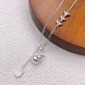 wholesale Silver S999 Maker's Wheat Straw Gourd Auspicious Plain Silver Tassel Necklace Fashionable and Unique Ethnic Style Versatile Collarbone Chain-0-0
