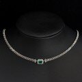 wholesale Sterling Silver Style 1ct 5*7 Lab-Grown Emerald Pendant Adjustable Necklace 40+5+3cm-0-6