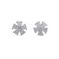 wholesale S925 Sterling Silver Minimalist Ice Crystal Flower Stud Earrings for Women, Light Luxury Small Unique Design Shiny Zirconia Small Flower Earrings-0-4