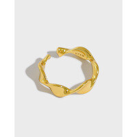 wholesale S925 Sterling Silver 391 Korean Version Minimalist Moebius Twist Open Adjustable Ring for Women, All-Match Student Ring-18K Gold [No. 14/Adjustable] Opening adjustable