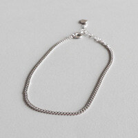 wholesale S925 Sterling Silver ST133 Korean-style Student Women's Silver Jewelry, Minimalist 2MM Thin Chain Anklet Foot Accessory-Platinum 925 silver
