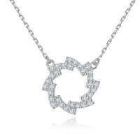 wholesale 925 Sterling Silver Star Pendant with Zircon Sunflower Necklace for Women, High-End Snowflake Collarbone Chain in INS Style-Platinum 925 silver