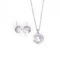 wholesale S925 sterling silver necklace for women with natural freshwater pearls, fashionable collarbone chain, small and unique design star and moon necklace and earring set-0-4