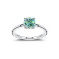 wholesale S925 Sterling Silver Green Moissanite 05 Carat Four-Prong Setting Ring with GRA Certificate Light Luxury Gemstone Ring-0-4