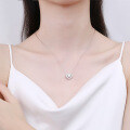 Sterling Silver Full Pavé Moissanite Heart Pendant Necklace-0-2