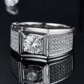 wholesale S925 Sterling Silver Men's Diamond Ring, Simulated Diamond Men's White Gold Ring, Moissanite Ring-0-2