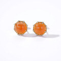 wholesale S925 Sterling Silver Electroplated 14K Real Gold Autumn Winter Minimalist Carnelian Stud Earrings-0-3