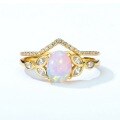 wholesale S925 Sterling Silver Gold Plated New Geometric Opal Egg-shaped Ring, Retro Style Ring for Wholesale-0-1