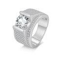 wholesale 18K White Gold Plated European and American Cross-Border Luxury 3-Carat Moissanite Shiny High-End Business Extravagance Full-Set Wide Band Men's Ring-0-4
