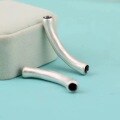 wholesale 999 Silver Curved Tube DIY Accessories Matte 3D Hard Silver Beaded Cord Handmade Ancient Pure Silver Retro Large Hole Ornaments-0-2