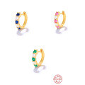 wholesale K925 silver, gold-plated, round diamond-studded ear cuffs, trendy and luxurious earrings-0-0