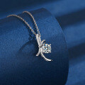 S925 Sterling Silver 1ct D Color Moissanite Bow Pendant Necklace-0-1