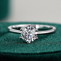 925 Silver Moissanite Ring for Women, Classic Proposal Design, Cross-border Supply-50 points (empty load)  14 yards