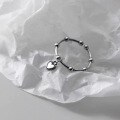 wholesale S925 Sterling Silver Retro Ring Women's Korean Style Personality Thai Silver Geometric Heart Light Bead Openable Hand Jewelry-0-0