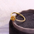 wholesale 10K Gold Japanese and Korean Style Light Jewelry Petite Yellow Crystal Ring for Women, Proposal Gift with Replaceable Main Stone-0-3