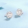 wholesale S925 Sterling Silver Ear Pins Moissanite Stud Earrings Freshwater Pearl Earrings Small Rose Flower Earrings in Stock for Wholesale-0-1