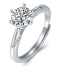 S925 Silver Moissanite Six-Claw Light Luxury Adjustable Ring-0-52