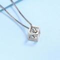 wholesale PT950 gold-plated S925 sterling silver necklace for women with love cube pendant and moissanite-0-2