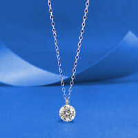 wholesale 925 Silver Zhuo Zhifan Jewelry New Classic 7mm Round Diamond Necklace with Intricate Pattern Pendant Live Cross-Border Xiaohongshu-N515 Round Diamond Necklace 925 Silver