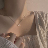 wholesale S925 Sterling Silver's Pure Spring Necklace with Synthetic Zirconia, Unique and Small Fresh Ins Style Collarbone Chain D2903-s925 silver necklace rose gold 925 silver