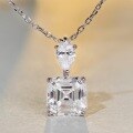wholesale S925 Sterling Silver Women's Waterdrop Square Square Zircon High Carbon Zircon Choker Necklace TikTok Live Best Seller-0-3