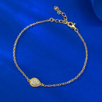 wholesale S925 Silver Bohemian Teardrop Bracelet, New Design, Unique and Fashionable Women's Bracelet-B119 Gold Teardrop Bracelet 925 Silver